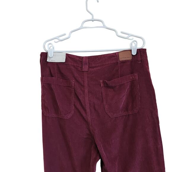 American Eagle Burgundy Baggy Mom Pants Curdoroy Textured Cotton Size 14 Short - Picture 5 of 13